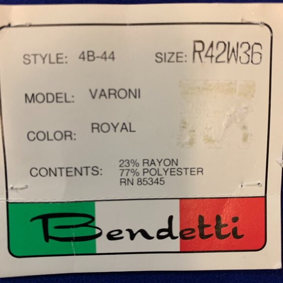 BENDETTI ITALIAN BLAZER - CASHMERE RAYON / POLYESTER ROYAL BLUE 4B - 42R 44R - Picture 12 of 12